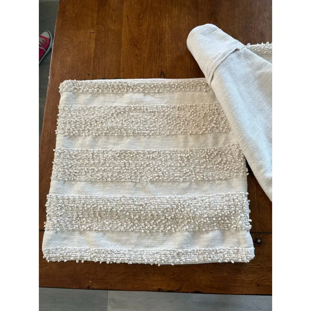 IKEA Golstarr Boho Textured Cushion Pillow Cover Natural Cream Set of 2